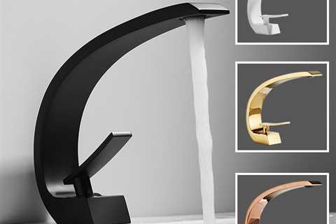 Arc Shaped Black/Gold Single Handle Bathroom Faucet