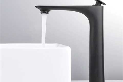 Minimalistic Black Single Handle Bathroom Faucet with High Spout
