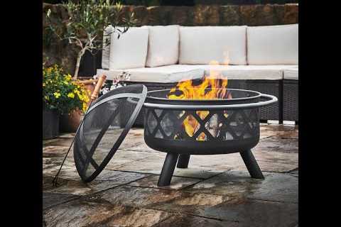 Peaktop by Teamson Home Large Garden Wood Burning Fire Pit, Outdoor Furniture Firepit, Log Burner..