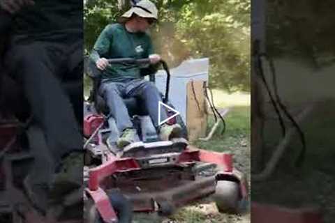 Lawn Mower Hits Something While Mowing Around Washing Machine