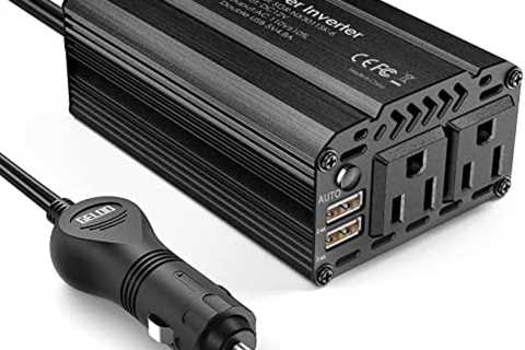 400W Power Inverter DC 12V to 110V AC Car Charger Converter with 4.8A Dual USB Ports and 2 AC..
