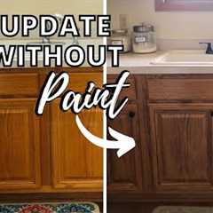 How I Updated My Oak Cabinets Without Paint by Using Briwax! Easy Budget Kitchen Makeover! Only $24
