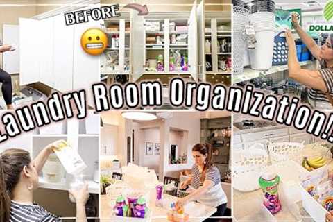 BUDGET LAUNDRY ROOM ORGANIZATION 2023 :: DOLLAR TREE ORGANIZING IDEAS + DECLUTTERING