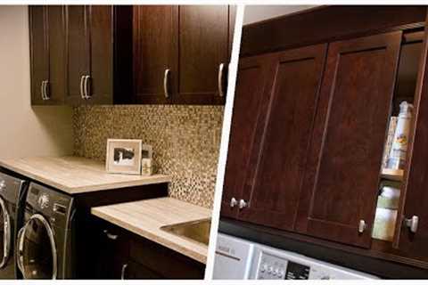 75 Laundry Room With Dark Wood Cabinets And Gray Walls Design Ideas You''ll Love 🌈