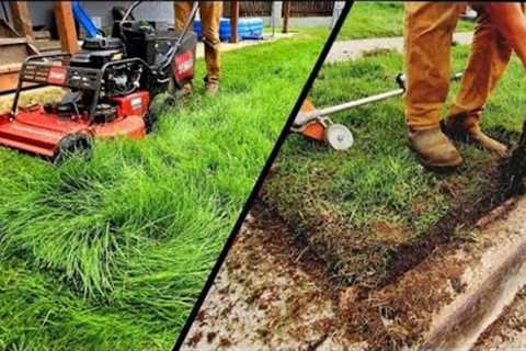 Homeowner AMAZED After I Mowed & Edged Her OVERGROWN Lawn