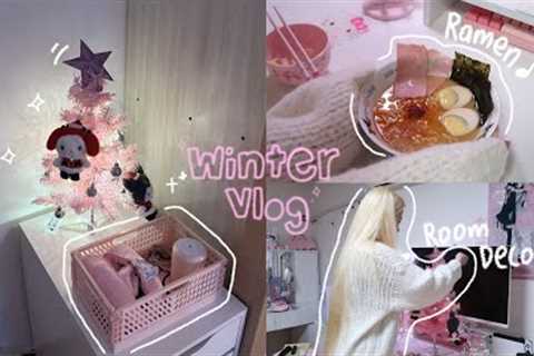 WINTER VLOG˚｡⋆❆/Pink christmas, ramen, hot chocolate🍫