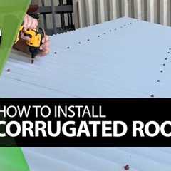 How To Install Corrugated Metal Roofing. 1st Sheet Installation + Square Roof + Eave/Ridge + Overlap